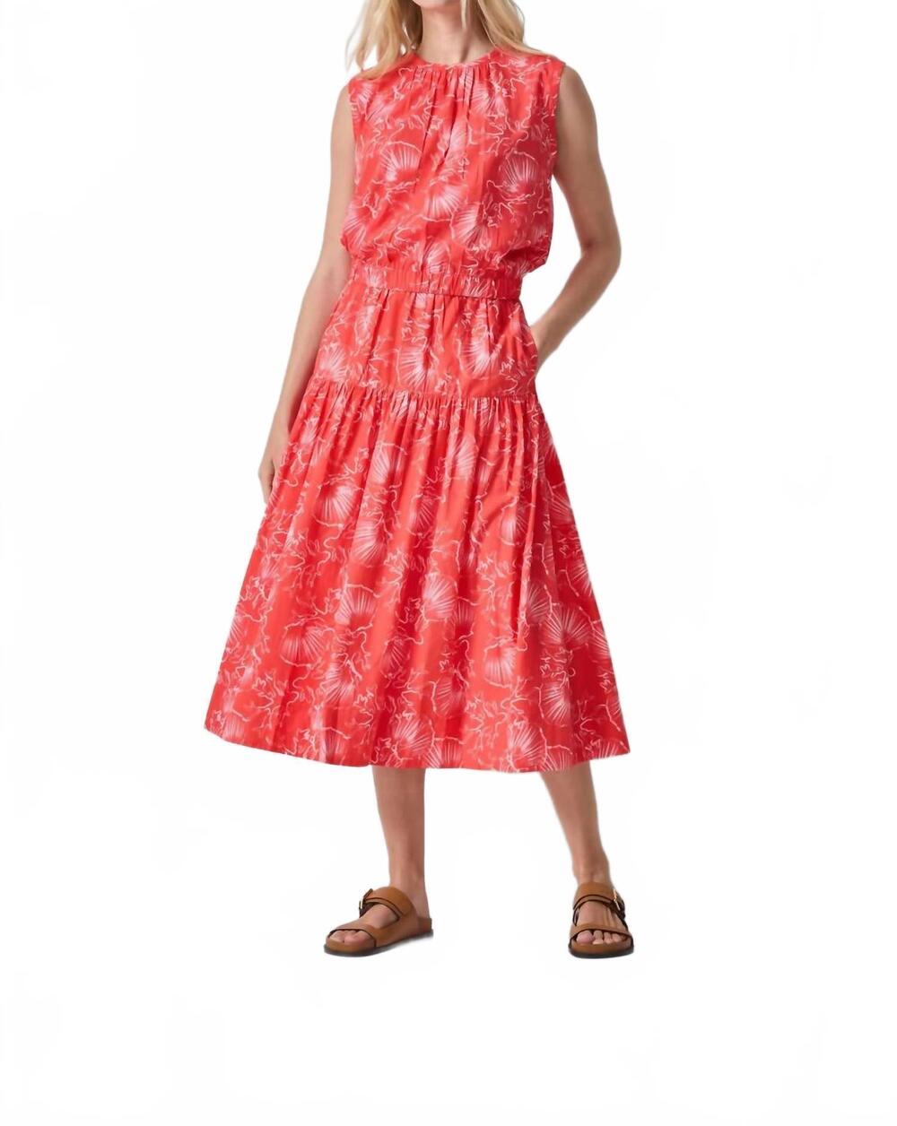 NEW LILLA P poplin yoke midi skirt in zinnia print